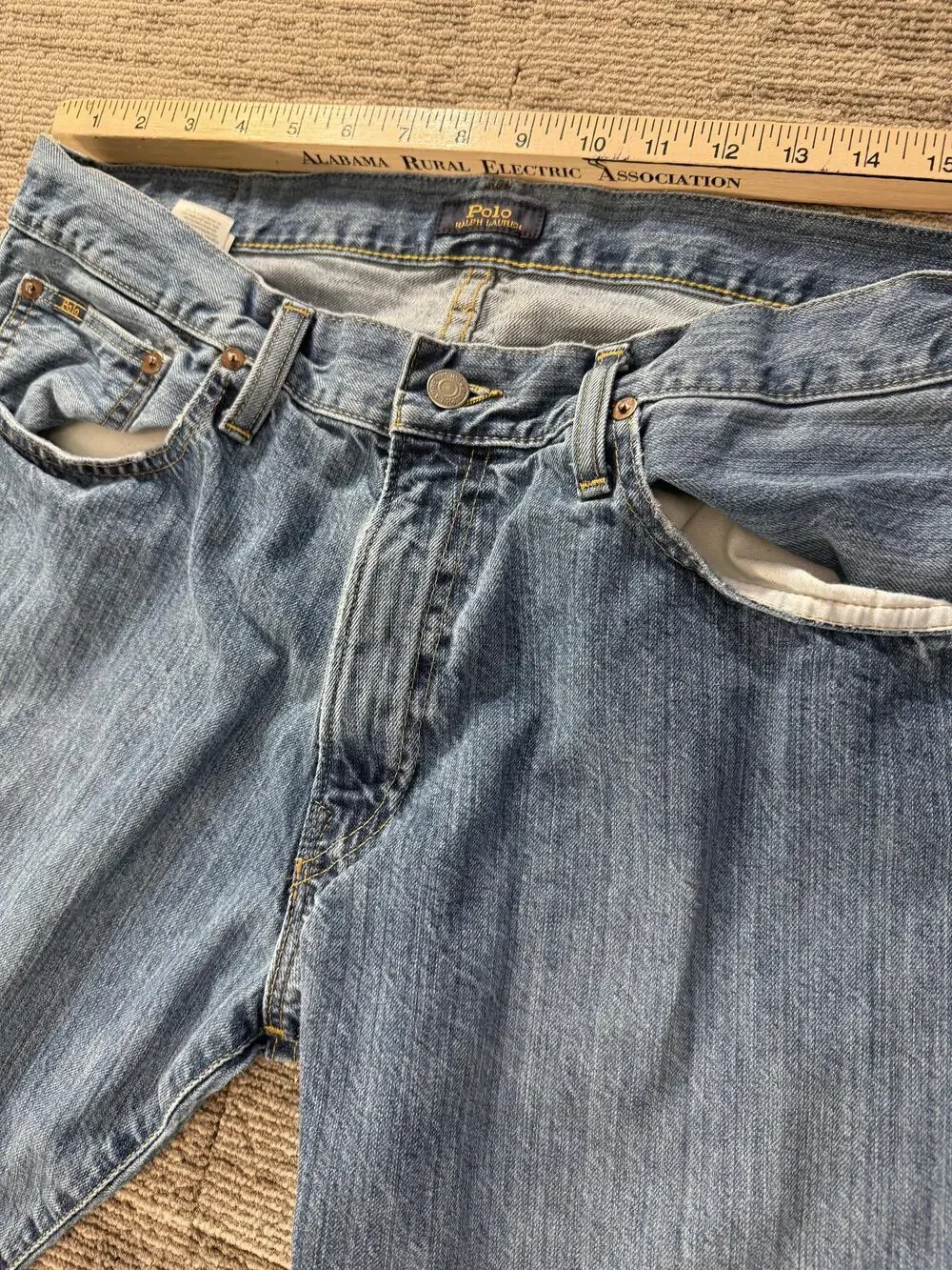 Polo Ralph Lauren Jeans Mens 35x30 Light Wash Hampton Relaxed Straight Denim